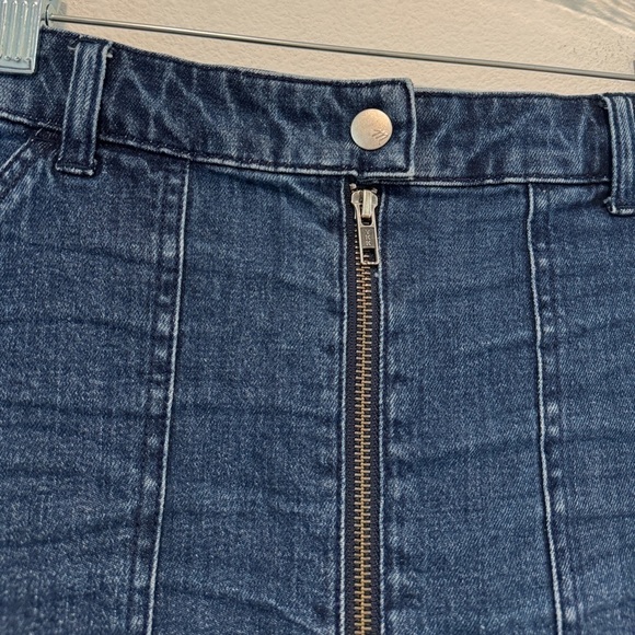Madewell Utility Denim Zipper Front 70s Hippie Mini Blue Jean Skirt Size 26 - Picture 2 of 12